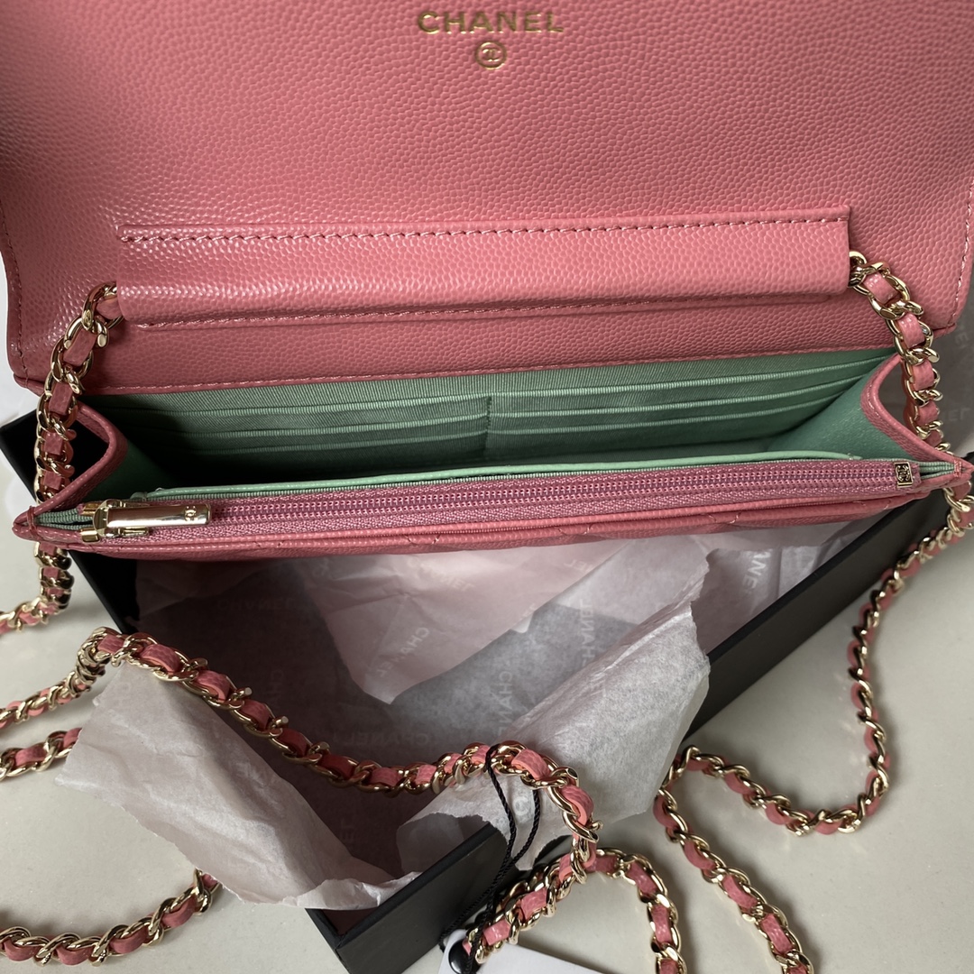 Caviar Leather Wallet On Chain Shoulder Bag AP3180 Pink